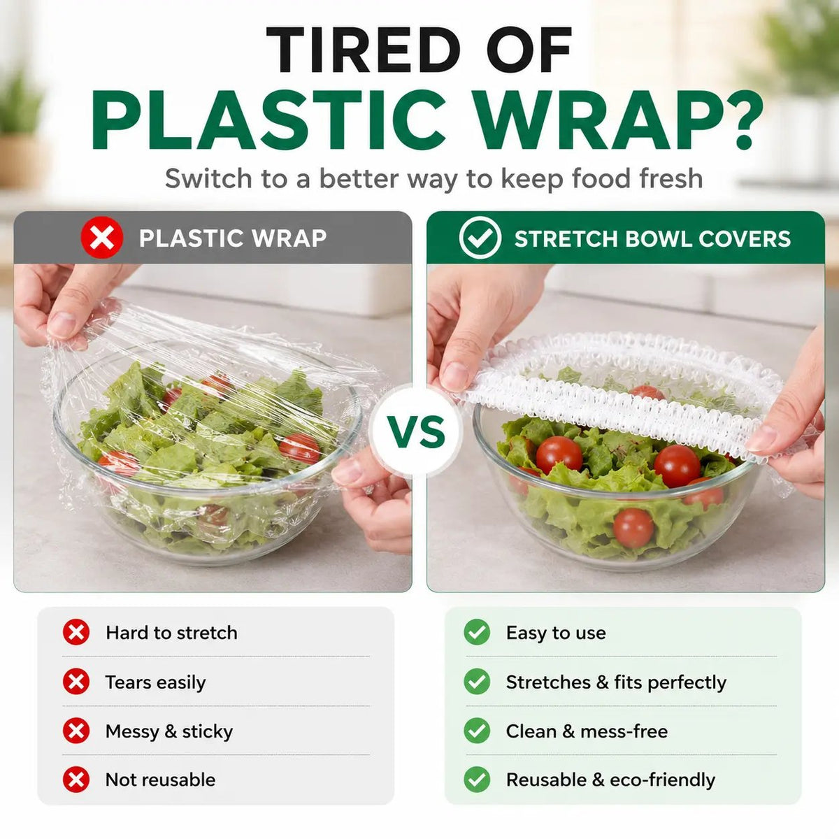 🍲Buy 1 Get 1 Free🥗100 Pieces Food Storage Covers Keep Food Fresh Protected And Ready To Use✨