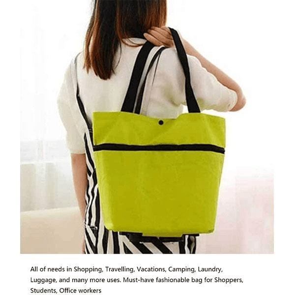 🔥 2-in-1 Foldable Grocery Bag & Rolling Cart – Carry Less, Store More