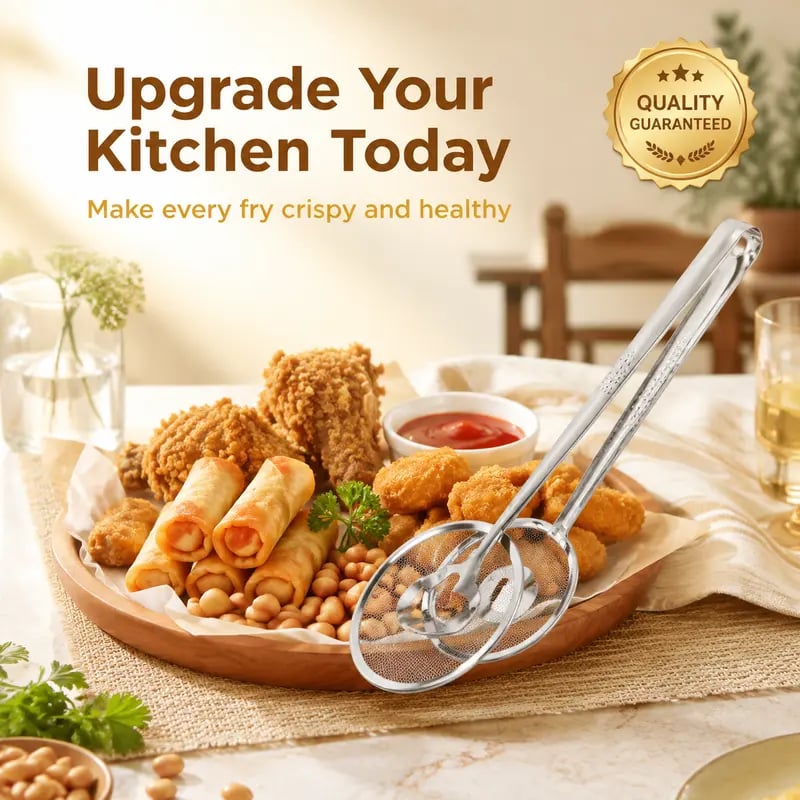 🔥Buy 1 Get 1 Free🎁2-in-1 Stainless Steel Frying Filter Tongs – Clip, Drain & Serve Easily