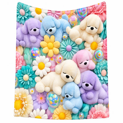 🧸 Plush Bear Flower Blanket, Ins Macaron Color Cozy Throw Blanket, Soft Fluffy Lightweight Blanket for Sofa, Bed, Home Decor & Gift