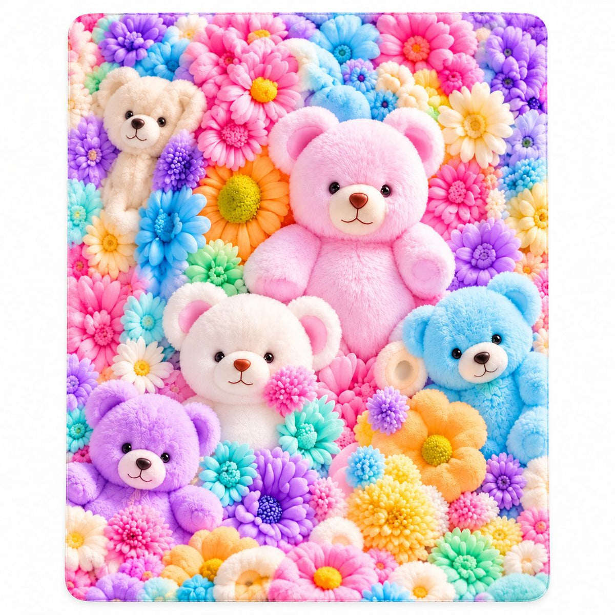 🧸 Plush Bear Flower Blanket, Ins Macaron Color Cozy Throw Blanket, Soft Fluffy Lightweight Blanket for Sofa, Bed, Home Decor & Gift