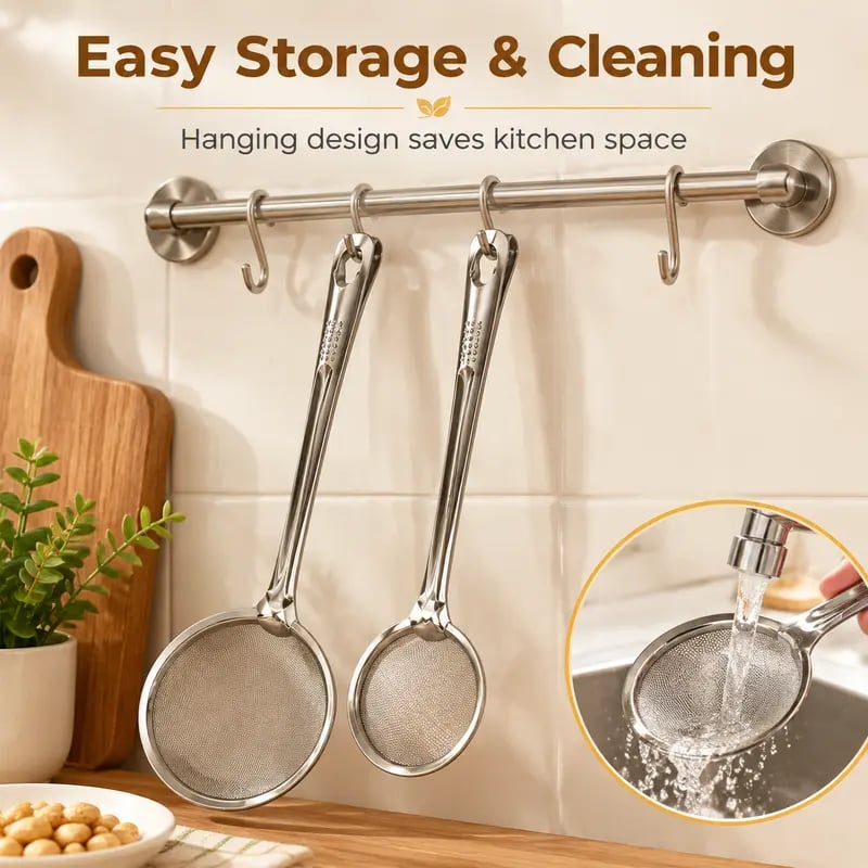 🔥Buy 1 Get 1 Free🎁2-in-1 Stainless Steel Frying Filter Tongs – Clip, Drain & Serve Easily