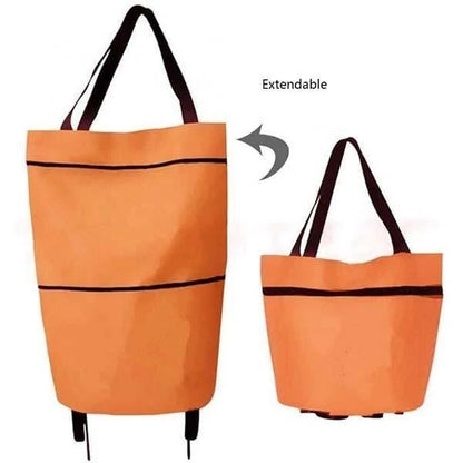 🔥 2-in-1 Foldable Grocery Bag & Rolling Cart – Carry Less, Store More