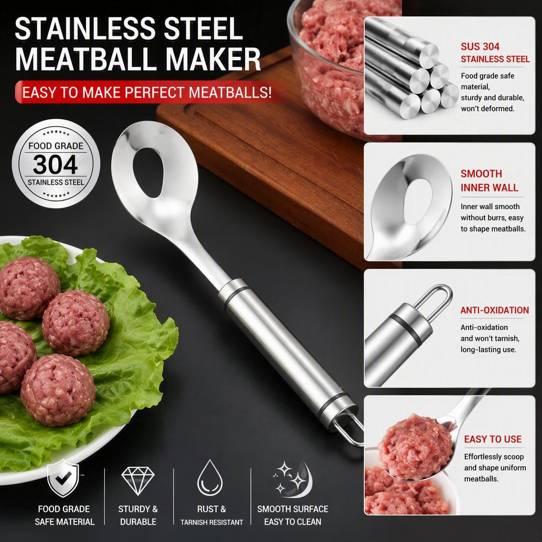 🔥BUY 1 GET 1 FREE🥩 304 Stainless Steel Meatball Maker Spoon 🥄 Make Perfectly Round And Uniform Meatballs In Seconds No Mess No Sticky Hands