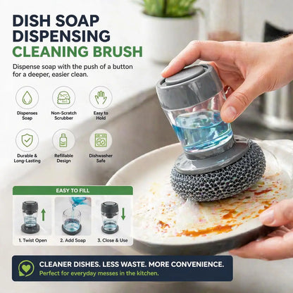 🔥Buy 1 Get 1 Free🔥Multifunctional Kitchen Pot Scrubber With Soap Dispenser For Easy Dish Cleaning