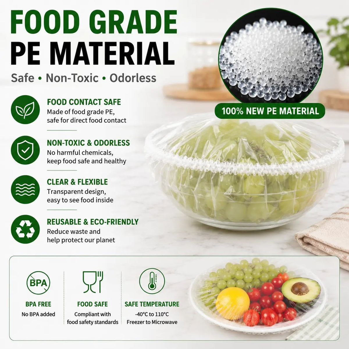 🍲Buy 1 Get 1 Free🥗100 Pieces Food Storage Covers Keep Food Fresh Protected And Ready To Use✨