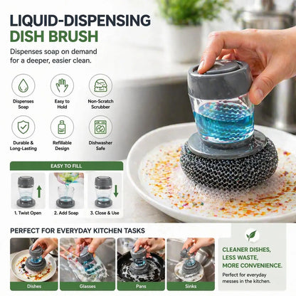 🔥Buy 1 Get 1 Free🔥Multifunctional Kitchen Pot Scrubber With Soap Dispenser For Easy Dish Cleaning
