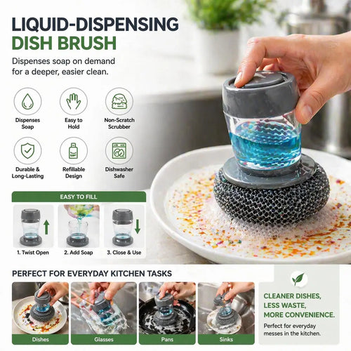 🔥Buy 1 Get 1 Free🔥Multifunctional Kitchen Pot Scrubber With Soap Dispenser For Easy Dish Cleaning