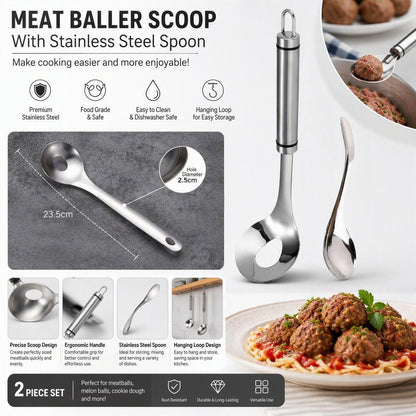 🔥BUY 1 GET 1 FREE🥩 304 Stainless Steel Meatball Maker Spoon 🥄 Make Perfectly Round And Uniform Meatballs In Seconds No Mess No Sticky Hands