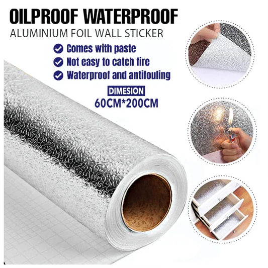 ✨No More Greasy Kitchen Walls – Waterproof Aluminum Foil Peel & Stick Wall Protector