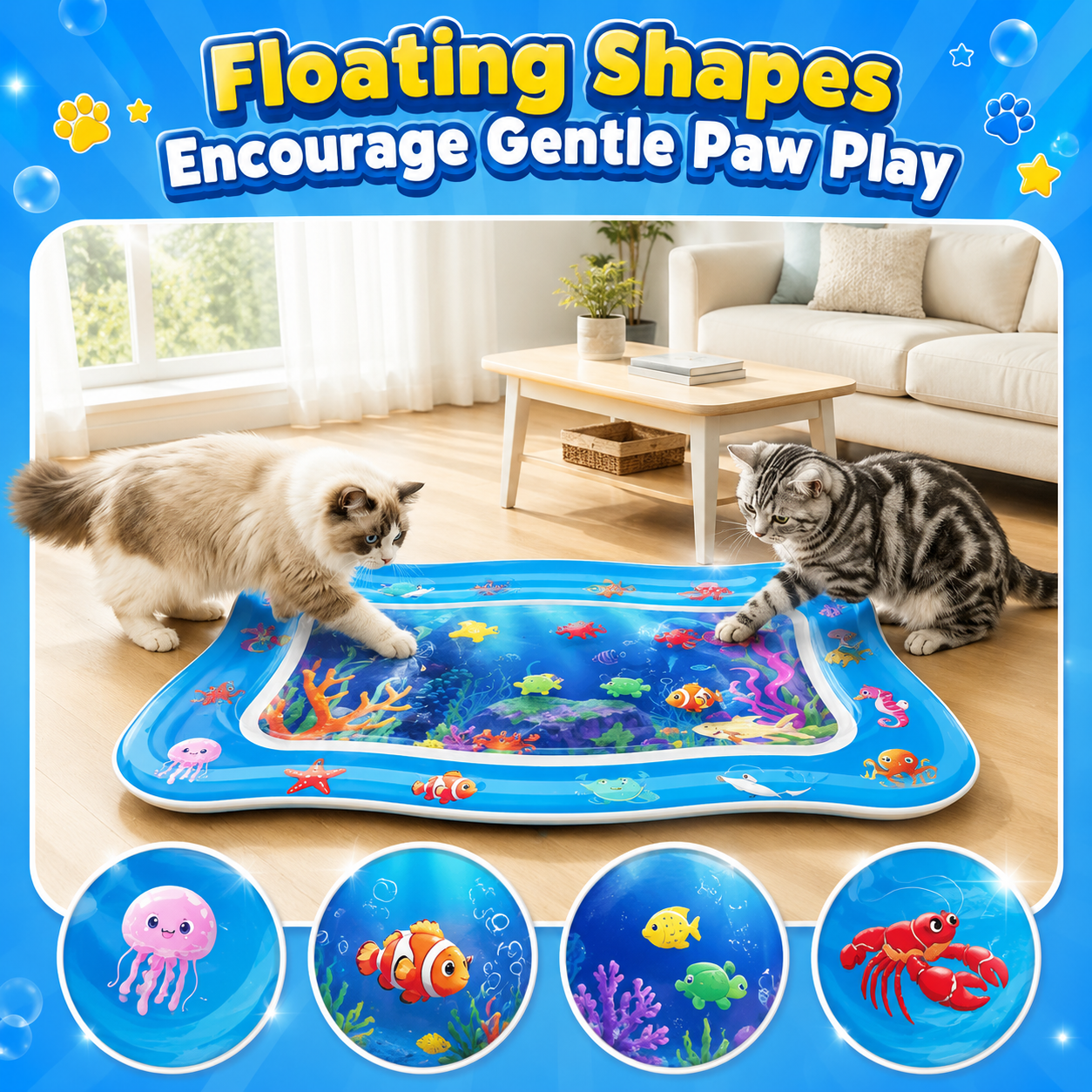 🐱 Interactive Cooling Water Sensory Play Mat – Keep Indoor Cats Cool, Active & Entertained