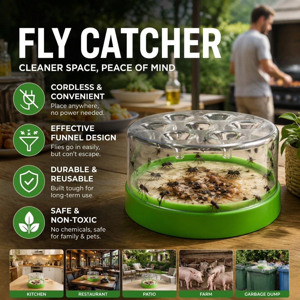 🦟Reusable Fly Trap – No Electricity, No Chemicals, Safe For Kids & Pets