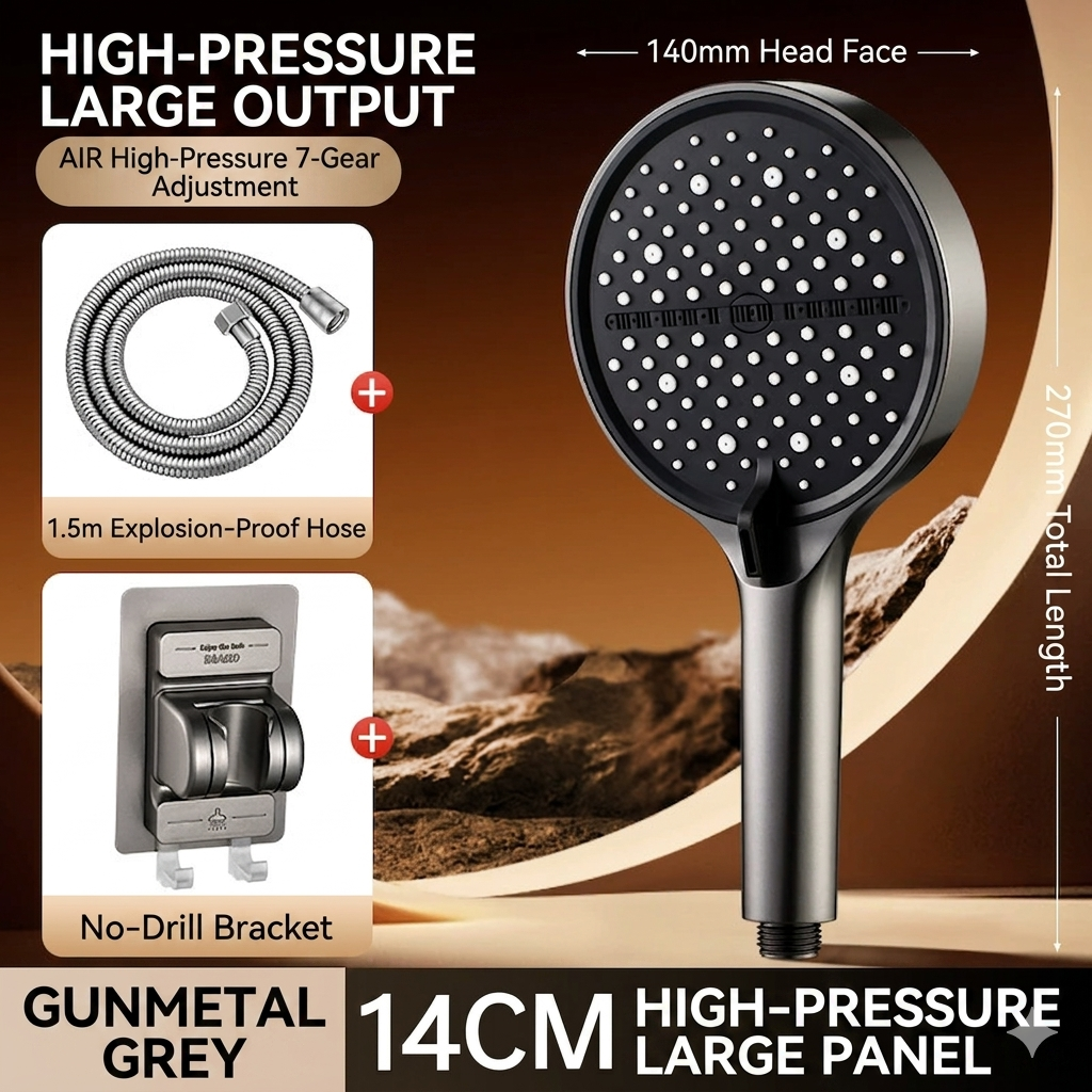 🔥50%off  High-pressure shower with adjustable spray – 15 cm panel and 7 modes for an ultimate shower experience! 🚿✨