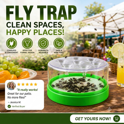 🦟Reusable Fly Trap – No Electricity, No Chemicals, Safe For Kids & Pets