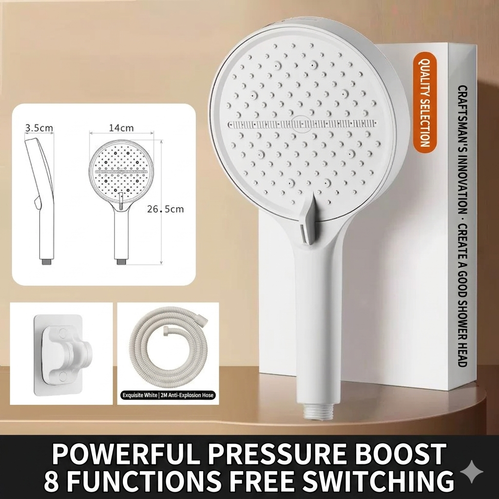 🔥50%off  High-pressure shower with adjustable spray – 15 cm panel and 7 modes for an ultimate shower experience! 🚿✨