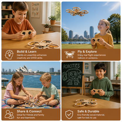 🎁🔥 HOT SALE 50%OFF 🔥🧩 DIY Wooden Drone Building Kit 🚁