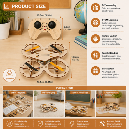 🎁🔥 HOT SALE 50%OFF 🔥🧩 DIY Wooden Drone Building Kit 🚁
