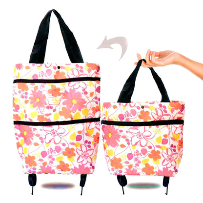 🔥 2-in-1 Foldable Grocery Bag & Rolling Cart – Carry Less, Store More