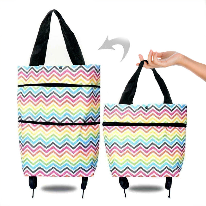 🔥 2-in-1 Foldable Grocery Bag & Rolling Cart – Carry Less, Store More