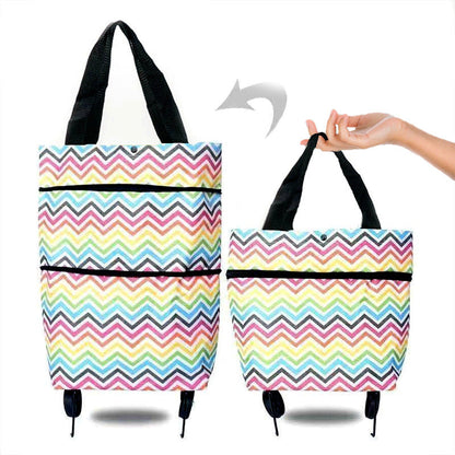 🔥 2-in-1 Foldable Grocery Bag & Rolling Cart – Carry Less, Store More
