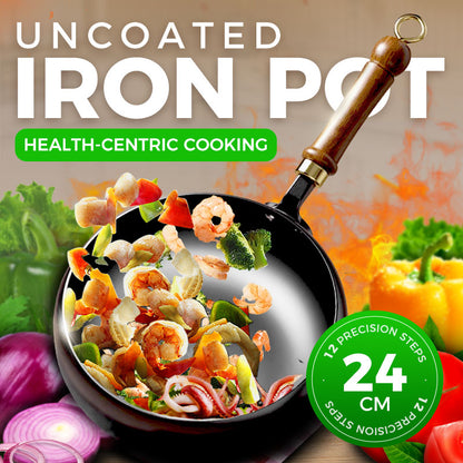 ⏳ Half price today! Professional-grade uncoated iron wok