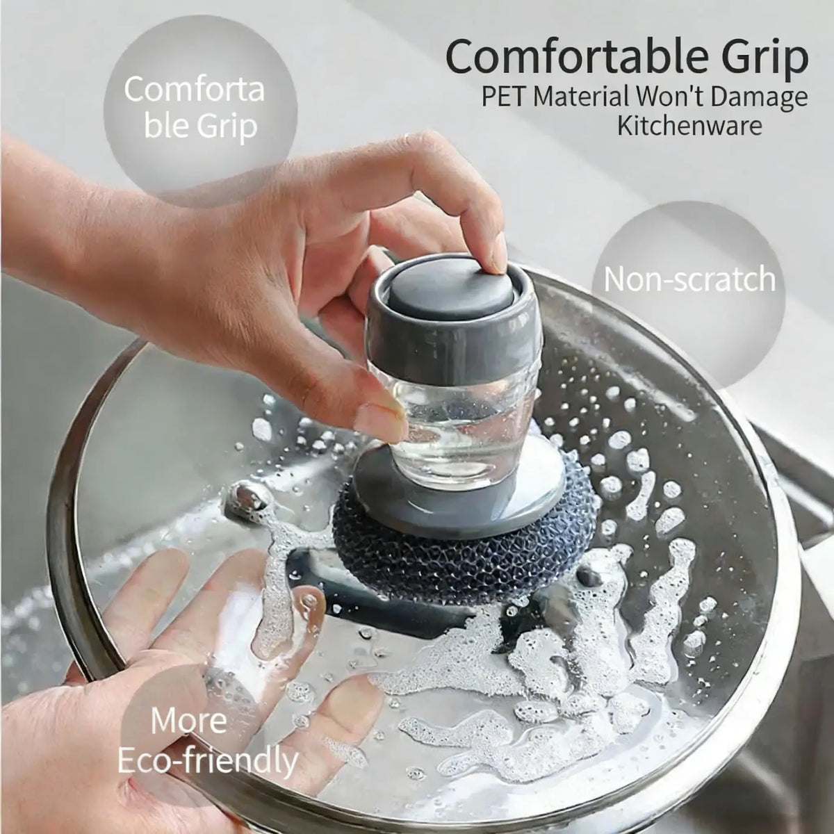 🔥Buy 1 Get 1 Free🔥Multifunctional Kitchen Pot Scrubber With Soap Dispenser For Easy Dish Cleaning