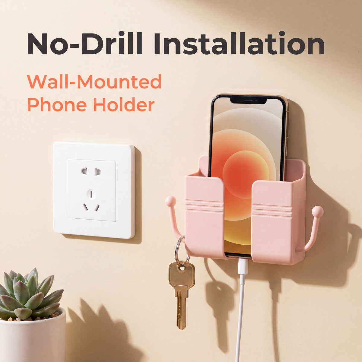 🔥Buy 1 Get 1 Free🔥Wall Mounted Phone Holder And Bedside Storage Organizer With Charging Stand