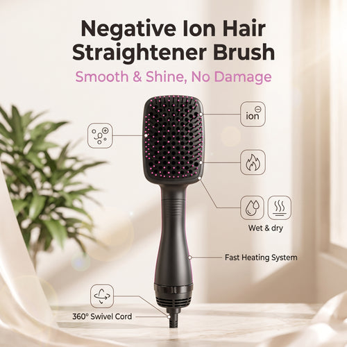 ⭐2-In-1 Automatic Hair Straightening Brush For Wet And Dry Hair