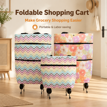 🔥 2-in-1 Foldable Grocery Bag & Rolling Cart – Carry Less, Store More