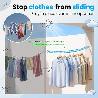 🔥Windproof Heavy Duty Clothesline That Keeps Clothes Secure In Strong Winds