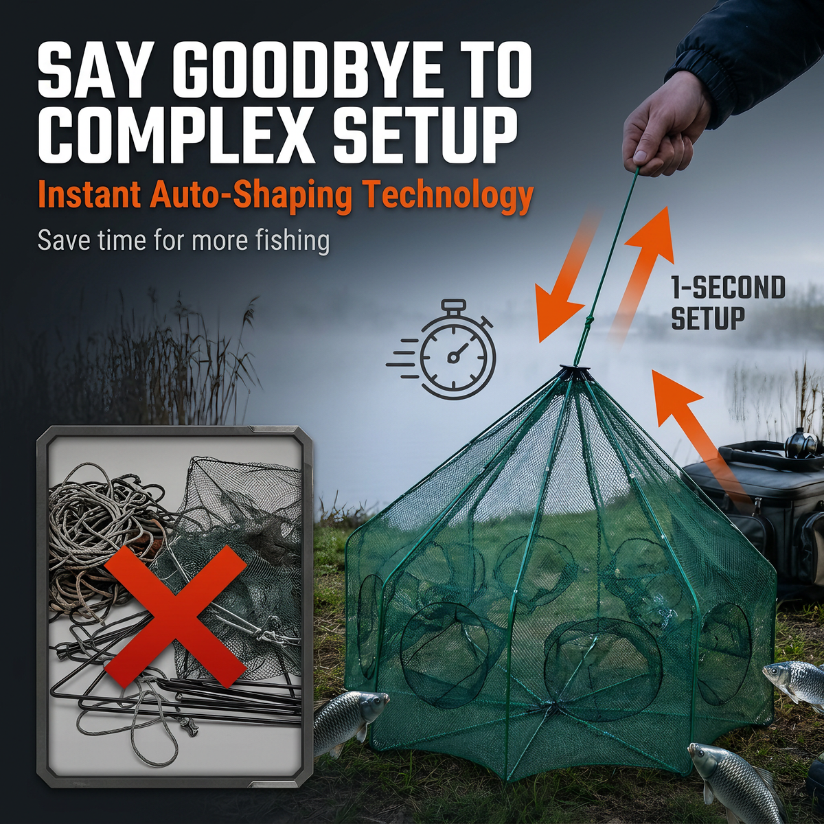 🦐🦀Automatic Foldable Fish Catcher – The Smart Trap for Bigger Catches! 🎣✨
