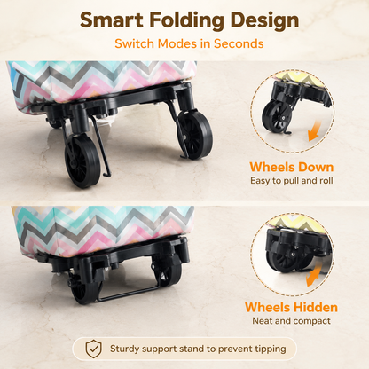 🔥 2-in-1 Foldable Grocery Bag & Rolling Cart – Carry Less, Store More