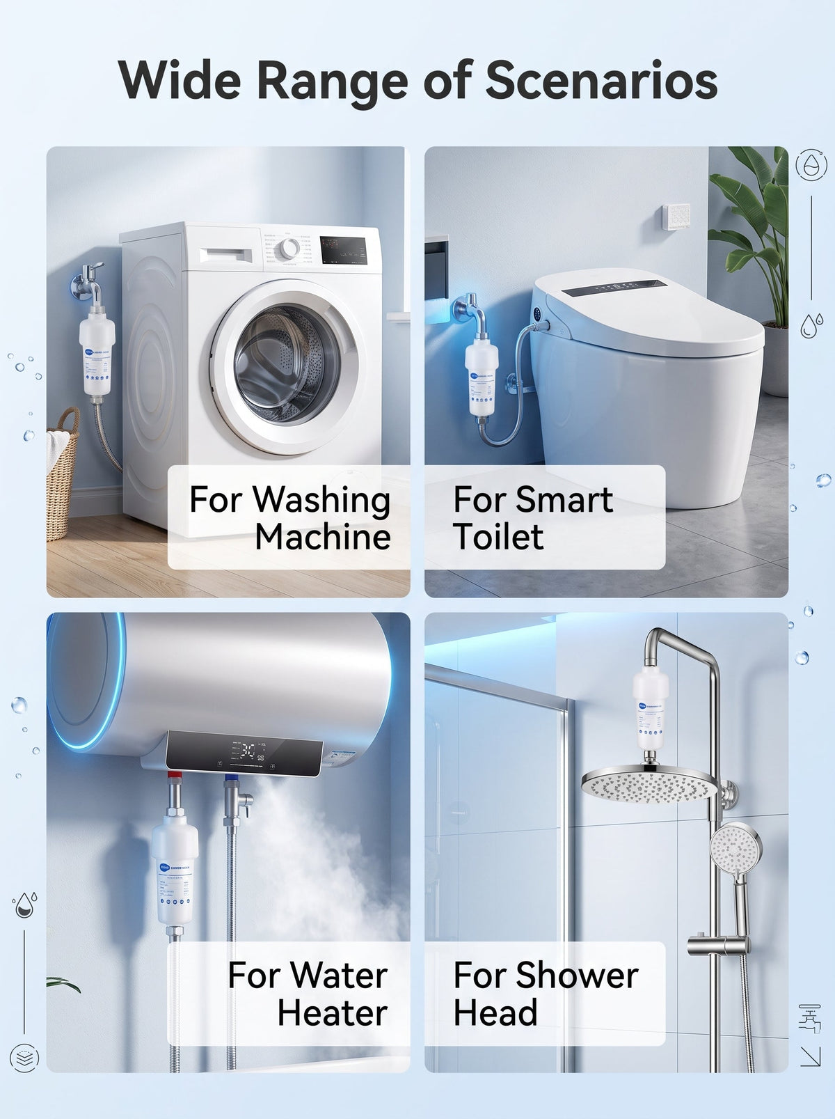 🔥Last day for 50% off💧Home water purifier shower head pre-filter with replaceable PP cotton filter
