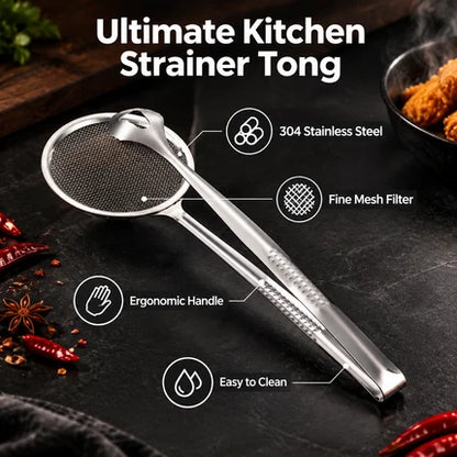 🔥Buy 1 Get 1 Free🥢2 In 1 Food Tongs With Built In Oil Strainer For Easy Frying Serving And Draining