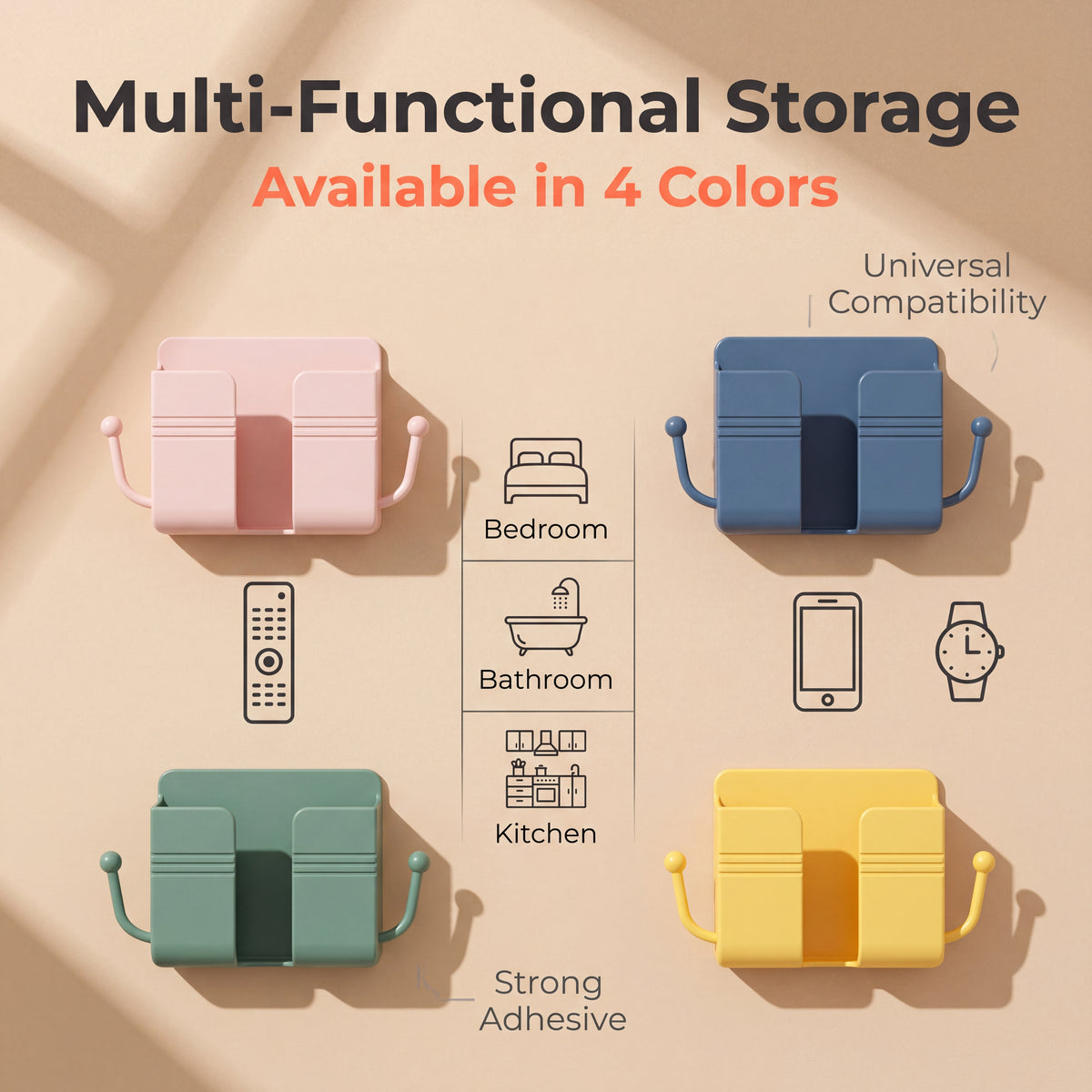 🔥Buy 1 Get 1 Free🔥Wall Mounted Phone Holder And Bedside Storage Organizer With Charging Stand