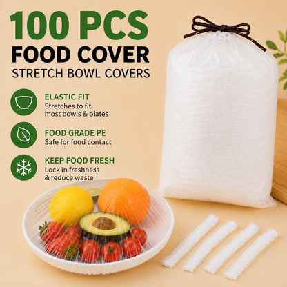 🍲Buy 1 Get 1 Free🥗100 Pieces Food Storage Covers Keep Food Fresh Protected And Ready To Use✨
