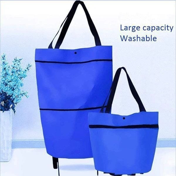 🔥 2-in-1 Foldable Grocery Bag & Rolling Cart – Carry Less, Store More
