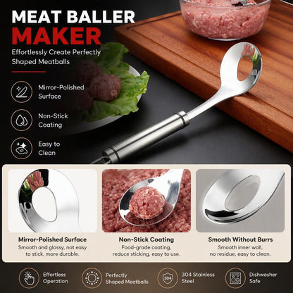 🔥BUY 1 GET 1 FREE🥩 304 Stainless Steel Meatball Maker Spoon 🥄 Make Perfectly Round And Uniform Meatballs In Seconds No Mess No Sticky Hands