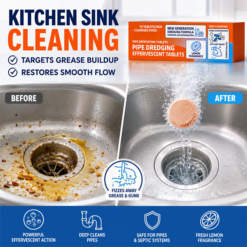 🚿 Fast-acting drain cleaning effervescent tablets– Instantly removes stubborn blockages and odors.