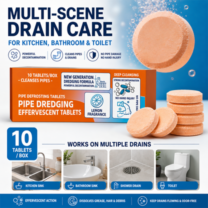 🚿 Fast-acting drain cleaning effervescent tablets– Instantly removes stubborn blockages and odors.