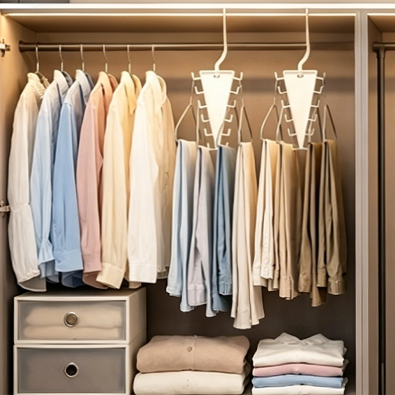 ⏳🔥LIMITED-TIME Buy 1 Get 1 Free ⏰Space-Saving Triangle Closet Hanger | Double Your Wardrobe Storage🗄️👕