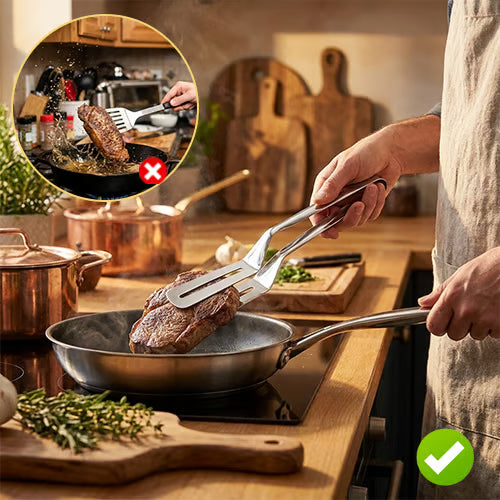 🔥Buy 1 Get 1 Free🥢2 In 1 Food Tongs With Built In Oil Strainer For Easy Frying Serving And Draining
