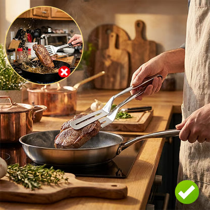 🔥Buy 1 Get 1 Free🥢2 In 1 Food Tongs With Built In Oil Strainer For Easy Frying Serving And Draining